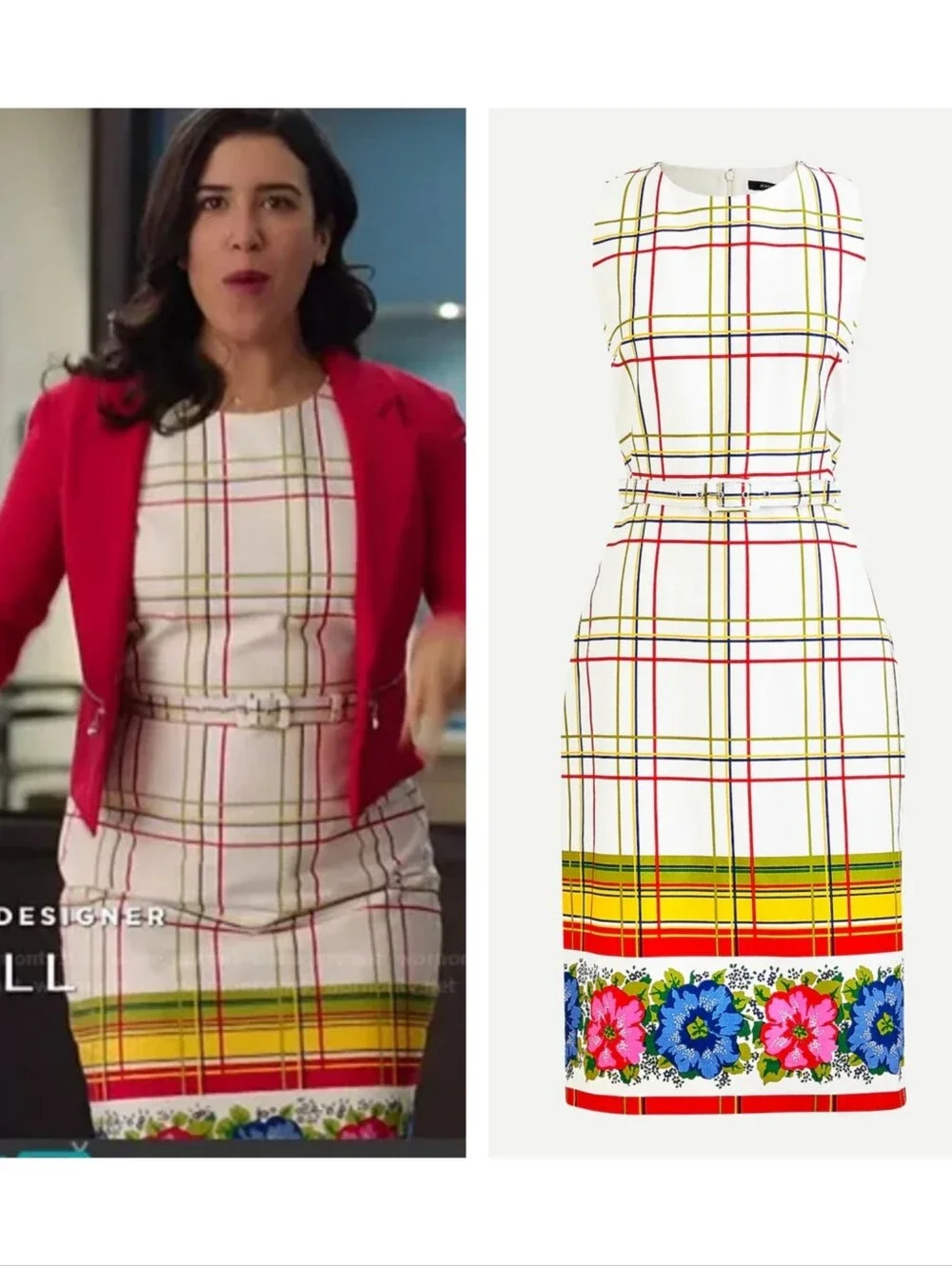 J. Crew Belted bi-stretch cotton dress with floral border Size 2